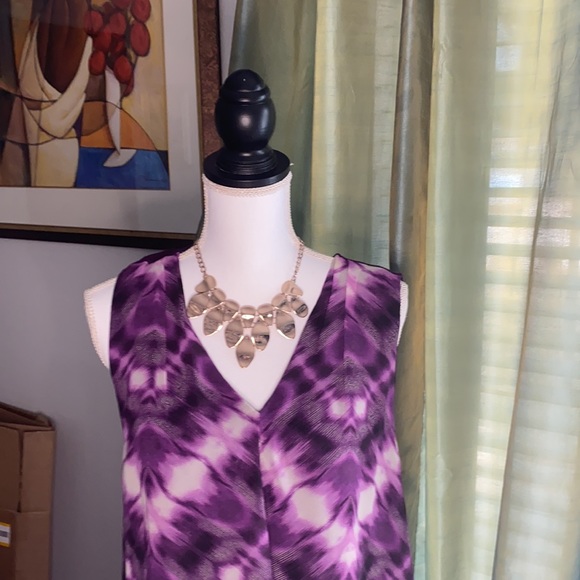 Ellen Tracy Purple & White Tunic - Picture 2 of 9